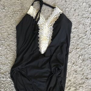 Black one piece swim suit